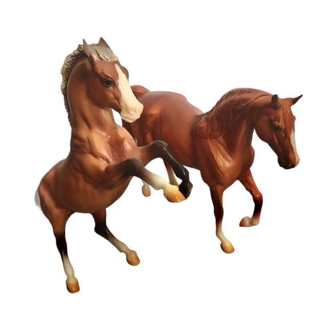 Breyer Silver Bay Mustang Rearing Stallion Classic Model Horse Lot 2 Horses