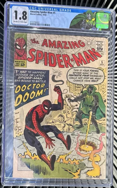 Cgc 1.8 Amazing Spider-Man #5 1963 1St Doctor Doom Vs Spider-Man! 2