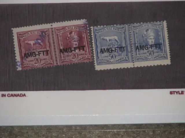 Trieste AMG FTT Industrial-Commercial Tax Stamps, Used pairs