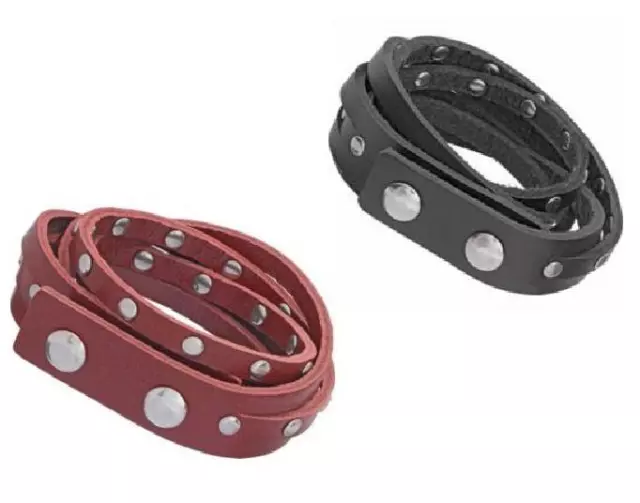 Bracelet Homme Garçons Cuir Clouté Bracelet Rouge/Noir, Surfeur Motard Goth