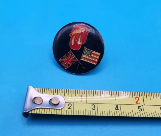 Vintage Rolling Stones with British and American Flag Pinback Button lapel