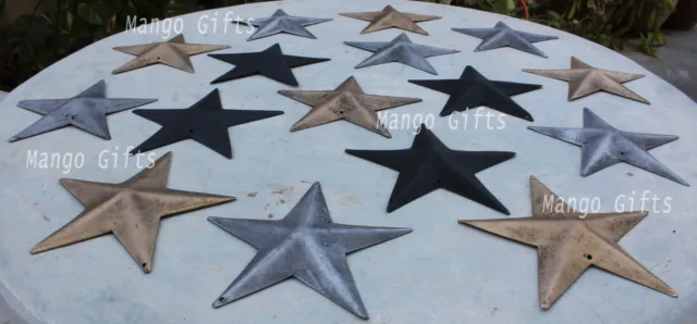 RUSTIC PRIMITIVE GALVANIZED RUSTY 5" BARN STAR METAL TIN COUNTRY FARMHOUSE 24 Pc