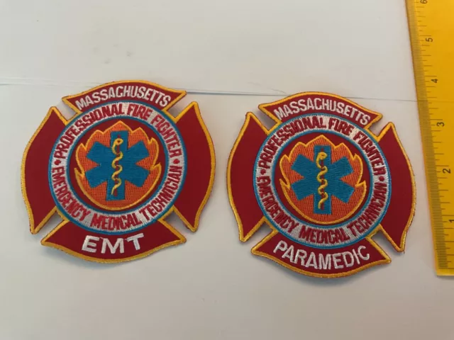 EMT ,PARAMEDIC Professional  Fire Fighter Massachusetts collectors patch set new