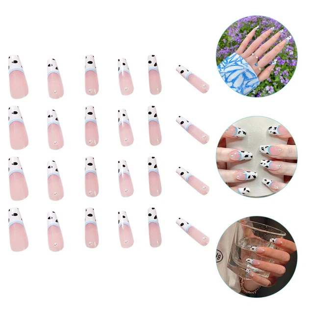24 piezas de presiones falsas en uñas uñas uñas de vaca falsas