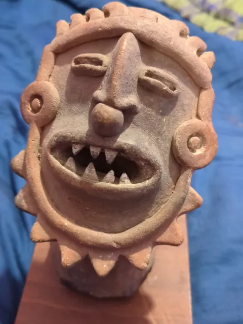 Pre-Columbian pottery figure Head / Old Professor's Estate Mayan Original
