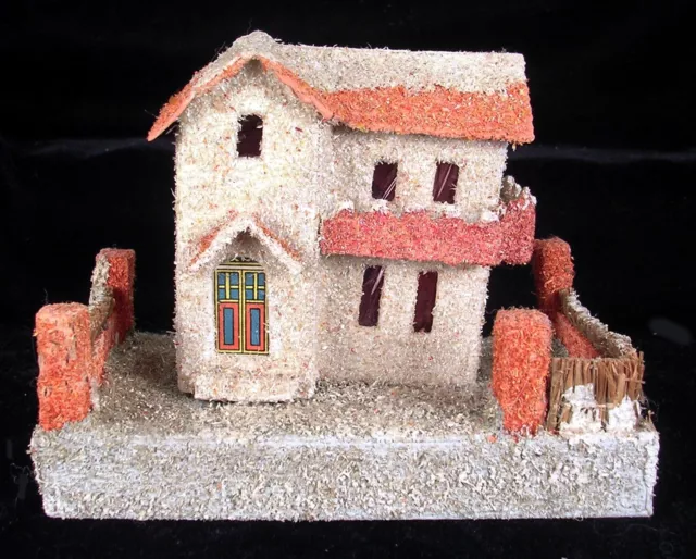 Vintage Christmas Village Cardboard COCONUT Putz House/Castle Japan 1930's NICE!