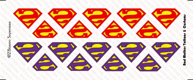 Waterslide Decals: Bizarro Superman Logos for 6 or 7 inch Action Figures