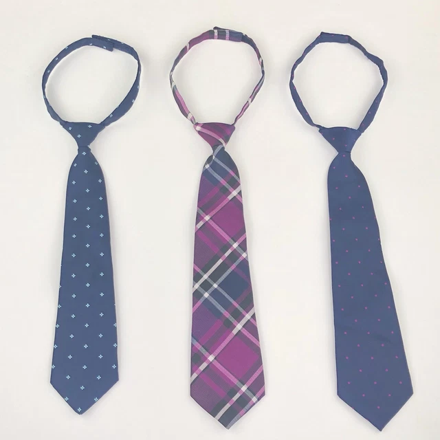 Gymboree Boys Lot of 3 Pretied Neck Ties Plaid, Polka Dot Navy 2T-5T, One Size