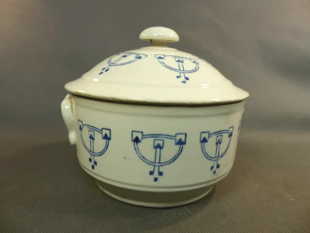Ancienne petite soupière céramique bleu et blanc de Saint Uze poterie francaise