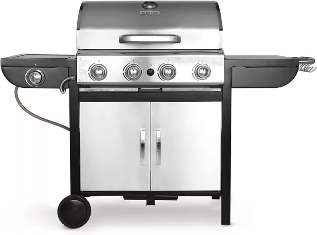 Edelstahl 4+1 Brenner Gasgrill Master mit Seitenkochfeld, BBQ Grillwagen Griller