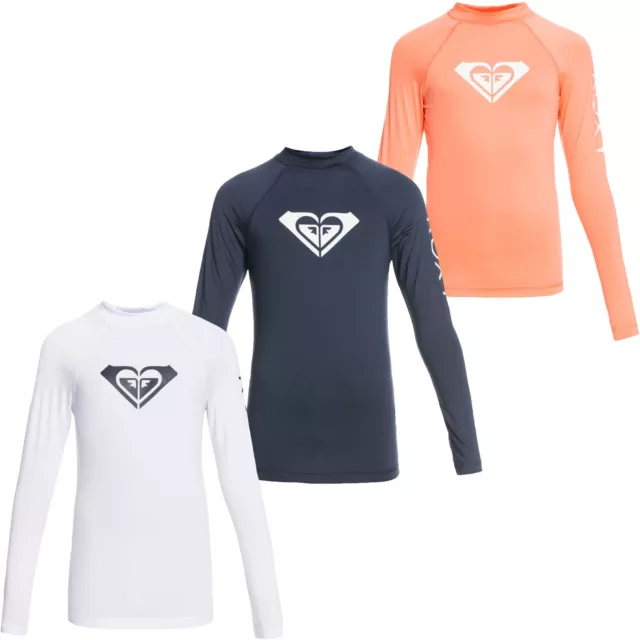 Roxy Girls Whole Hearted Long Sleeve UPF 50 Rash Vest Guard T-Shirt Top