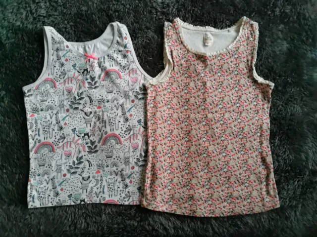 Next Girls Flowery Bundle of 2 Vests Tops Size 5-6 Years VGC