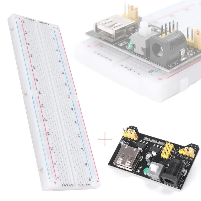 MB-102 Solderless Breadboard Protoboard + 830 Tie Points 2 Buses Test Circuit co