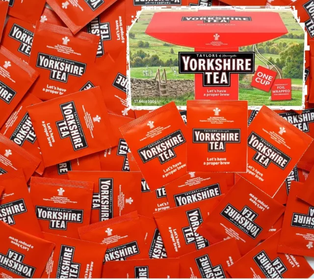 Yorkshire Tea Individually Wrapped Tagged Enveloped One Cup Tea Bags Proper Brew