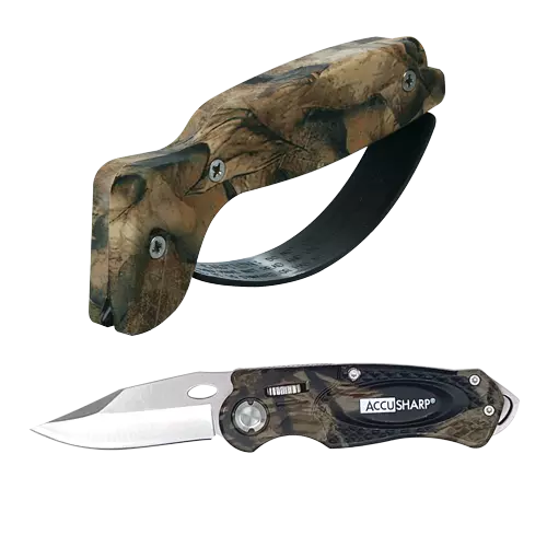 AccuSharp Camo Sharpener & Camo Sport Knife Combo - A042C