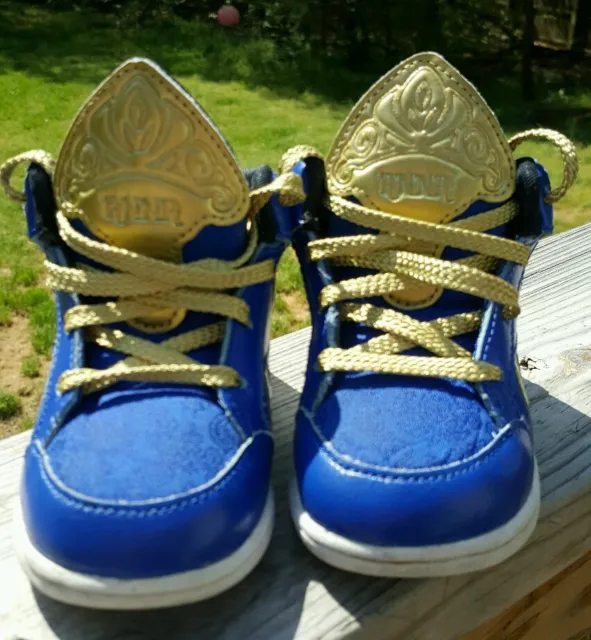 Girls Toddler Reebok Disney Frozen Anna Mid Casual Shoes Sz 5 1/2 Blue Pink Gold