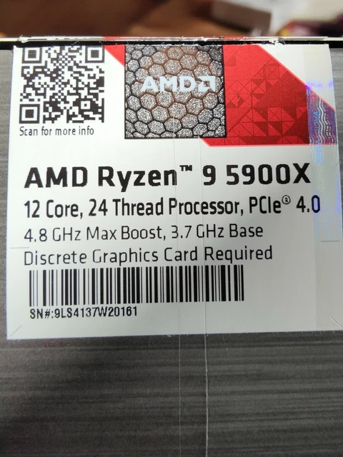 AMD RYZEN 9 5900X Desktop Processor (4.8GHz, 12 Cores, Socket AM4) Box ...