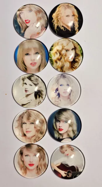 BEAUTIFUL TAYLOR SWIFT One Inch Round Glass Refrigerator Magnet Set Of 10  Pop