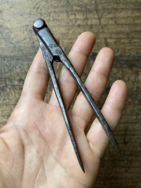 Antique 18th C Wrought Iron Compass Dividers American Primitive Charting Tool