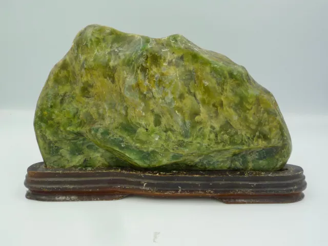 Chinese Antique Scholars Rock hardstone Qing green nephrite jade 19th c Suiseki