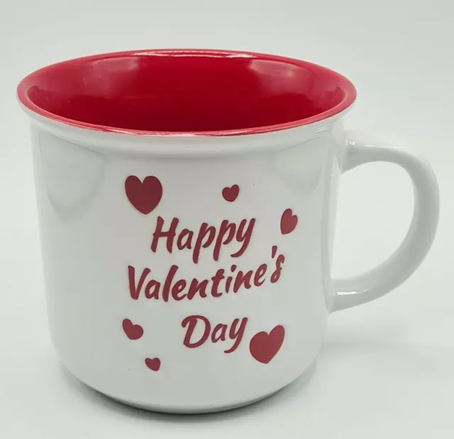 Happy Valentine's Day with Red Hearts Ceramic White 4" Mug Coffee Cup Gift