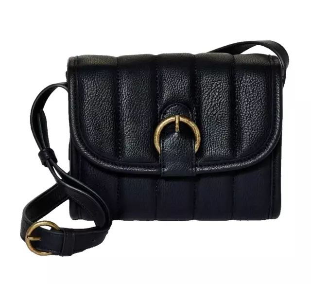 Universal Thread Buckle Flap Crossbody Bag Black