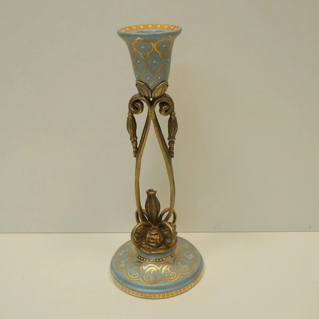 Candelero Art Deco Estilo Art Nouveau Estilo Porcelana Bronce