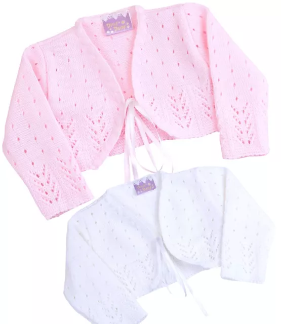 BABYPREM Baby Girls Cardigan Pink White Bolero 3-6 6-9 9-12 12-18 18-24 months