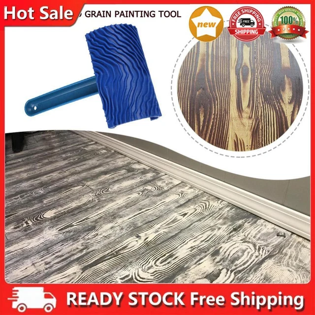 Blue Rubber Grain Roller Durable Art Paint Roller DIY Graining Painting Tool