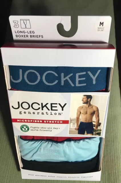 3 pack Men's Jockey Generation Microfiber Stretch Long Leg Boxer Briefs / Medium