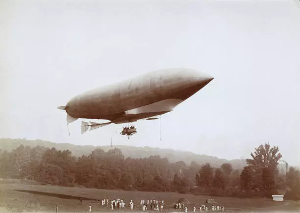 The French Military Airship Republique In Flight 1908 Aviation History Old Photo