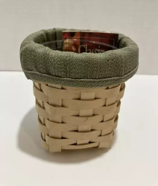 Longaberger 2002 Whitewashed Pen Pal Basket Combo Sage Green Liner and Protector