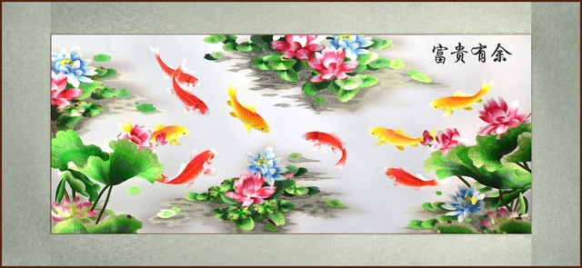 Grace Art®, gran arte asiático de bordado de seda colgante de pared