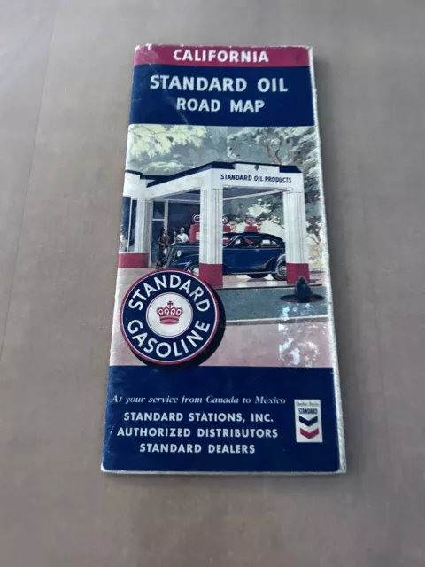 1941 Standard Oil Of California Road Map RPM Gas 31-1/2”x18” 2