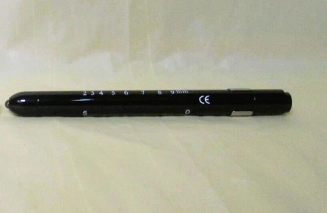 Risemart LED Penlight, Black, Pupil Gauge, Ruler, Pocket Clip, Battery Operated