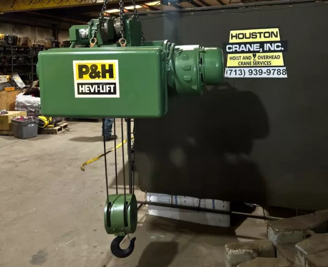 P&H 5 Ton Wire Rope Hoist w/ Motorized Trolley, 33JJ11D, 17 ft Lift, 460V