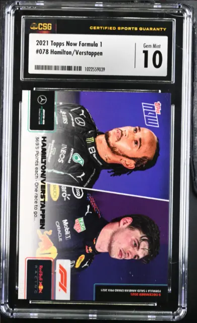 2021 Topps Now Formula 1 F1 Lewis Hamilton / Max Verstappen #078 CSG 10 GEM 78