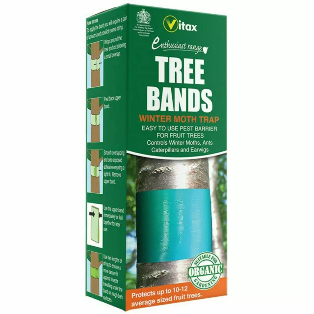 Tree Grease Bands Fruit Winter Moth Trap Vitax Pest Barrier 2x 1.75m Band Insect