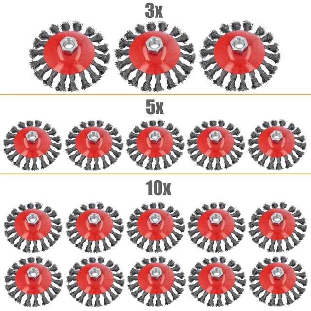 4 Pièces Brosse Metallique Meuleuse M14 Brosse Conique De 75Mm Et 100Mm Brosse De Ponçage