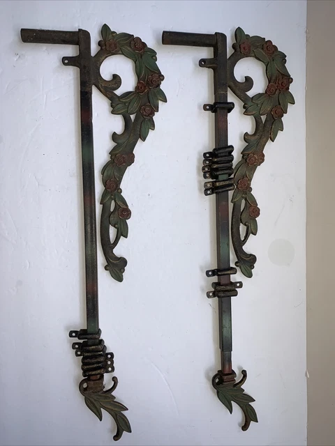 Antique Kirsch Curtain Rod Farmhouse Marked Set Of 2 Cast Iron Room Decoration