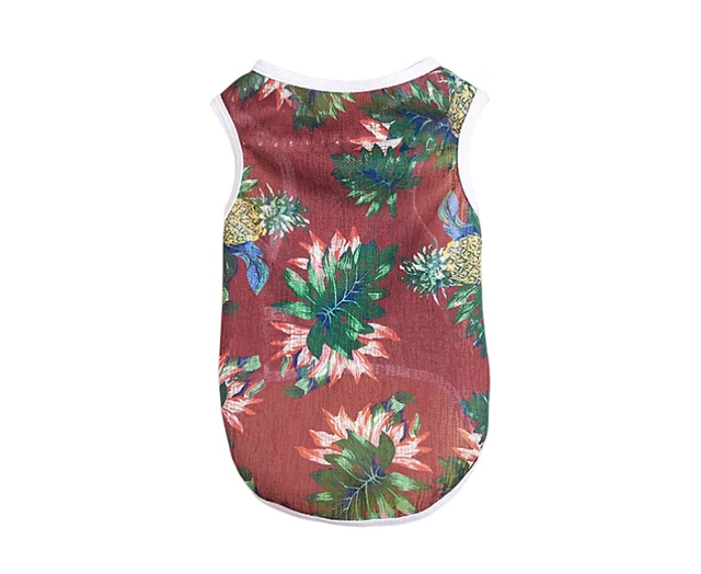 Pet Vest Floral Printing round Collar Sleeveless Dog Sleeveless Smooth Fashio...