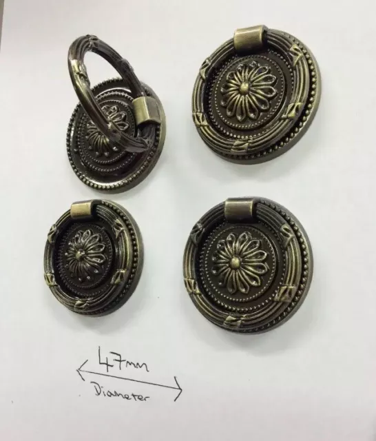 4 poignées de tiroir de style vintage, tirages de tiroir rond, boutons de tiroir pour coffres, etc.