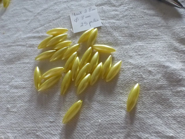 25 Perles Tubes Verre Vintage Rouge Transparent - Anciennes - Occasion