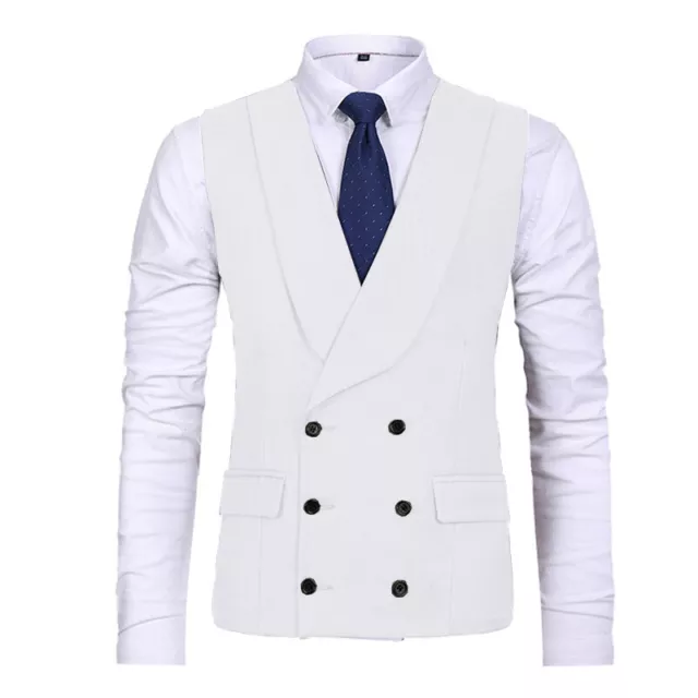 Uomo Formale Abito Gilet Slim Matrimonio Business Doppio Petto Bavero Gilet