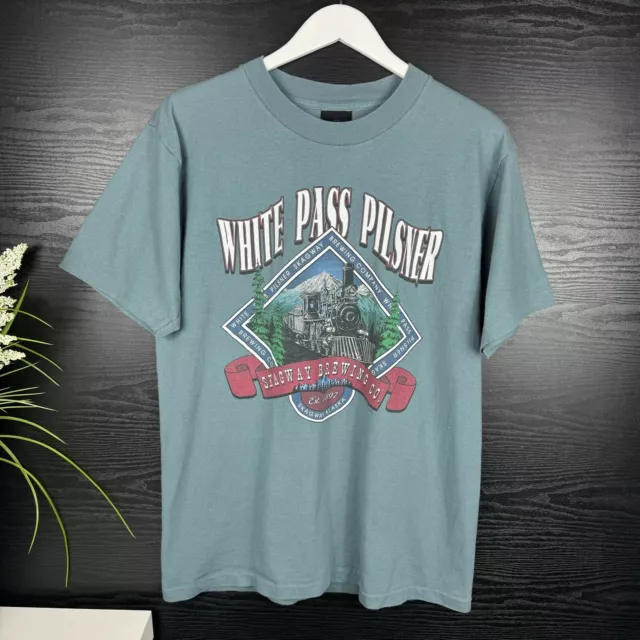 PRAIRIE MOUNTAIN Vintage 90’s White Pass Pilsner Skagway Shirt Size Large