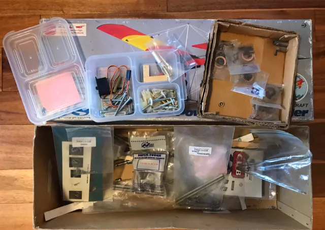 Piper Cub J-3 12 Ft R/C Remote in a 049 Sky Rally Box COX Lot Of Parts !! Piper Cub J-3 12 Ft R/C Remote in a 049 Sky Rally Box COX Lot Of Parts !!