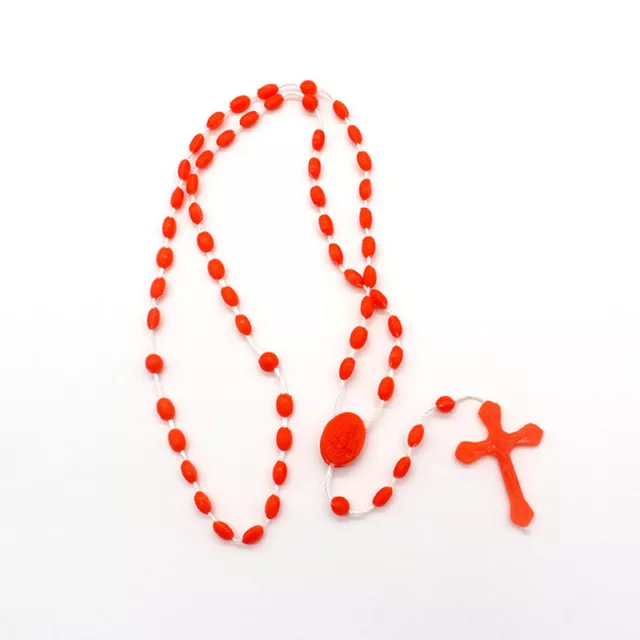 Luminous Catholic Christ Jesus Cross Plastic Rosary Necklace Souvenirs Gifts_wf