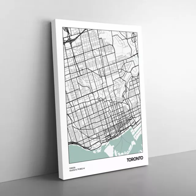 Map Toronto Canada Canvas Wall Art Print Framed Picture Home Decor Living Room