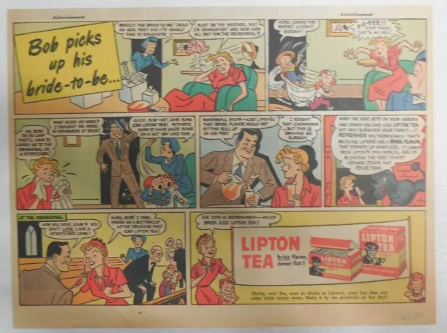 Lipton Tea Ad: "Bob Picks Up His Bride" 1930's-1950's Size: 7.5 x 10 inches