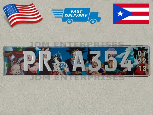 Euro License Plate Embossed Dragon Ball Background & White Color Number Tablilla